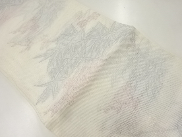アンティーク　紗 草花模様織出し袋帯（材料）